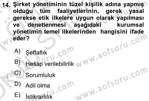 Lojistik Maliyetleri Ve Raporlama Dersi 2020 - 2021 Yılı Yaz Okulu Sınav Soruları 14. Soru