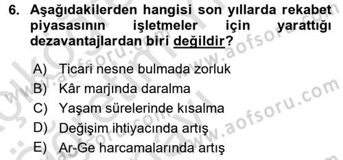 Lojistik Maliyetleri Ve Raporlama Dersi 2020 - 2021 Yılı Yaz Okulu Sınav Soruları 6. Soru