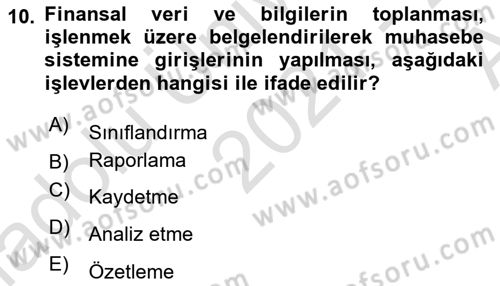 Lojistik Maliyetleri Ve Raporlama Dersi Ara Sınavı Deneme Sınav Soruları 10. Soru
