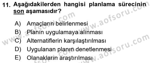 Lojistik Maliyetleri Ve Raporlama Dersi Ara Sınavı Deneme Sınav Soruları 11. Soru