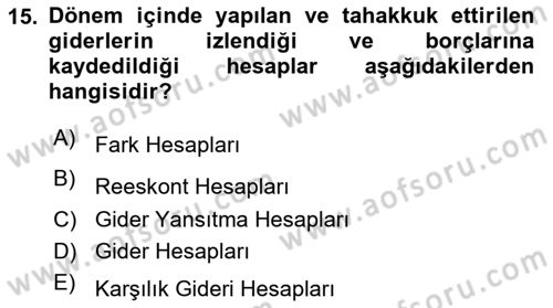 Lojistik Maliyetleri Ve Raporlama Dersi Ara Sınavı Deneme Sınav Soruları 15. Soru