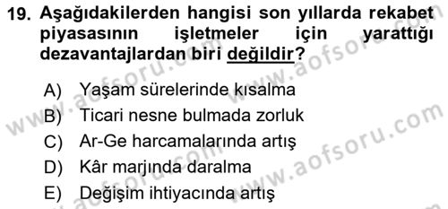 Lojistik Maliyetleri Ve Raporlama Dersi Ara Sınavı Deneme Sınav Soruları 19. Soru