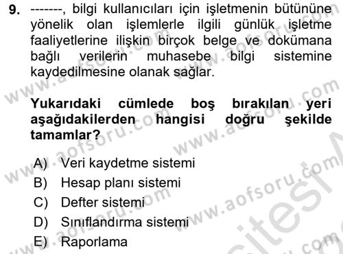 Lojistik Maliyetleri Ve Raporlama Dersi Ara Sınavı Deneme Sınav Soruları 9. Soru