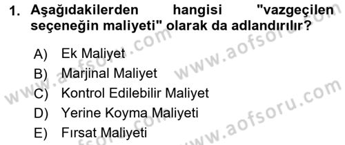 Lojistik Maliyetleri Ve Raporlama Dersi 2021 - 2022 Yılı (Final) Dönem Sonu Sınav Soruları 1. Soru