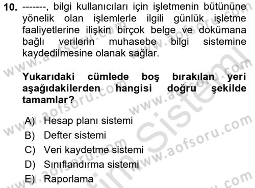Lojistik Maliyetleri Ve Raporlama Dersi 2021 - 2022 Yılı Yaz Okulu Sınav Soruları 10. Soru