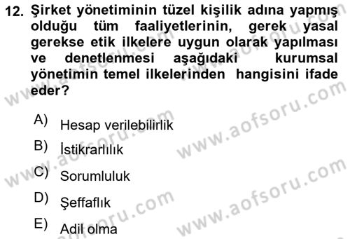 Lojistik Maliyetleri Ve Raporlama Dersi 2021 - 2022 Yılı Yaz Okulu Sınav Soruları 12. Soru
