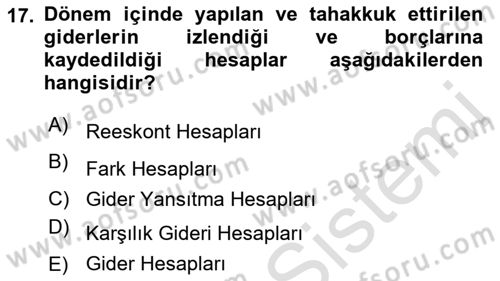 Lojistik Maliyetleri Ve Raporlama Dersi 2021 - 2022 Yılı Yaz Okulu Sınav Soruları 17. Soru