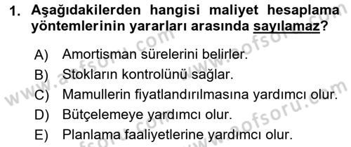 Lojistik Maliyetleri Ve Raporlama Dersi 2022 - 2023 Yılı Yaz Okulu Sınav Soruları 1. Soru