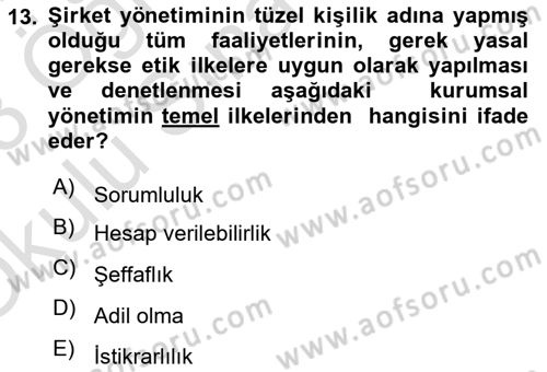 Lojistik Maliyetleri Ve Raporlama Dersi 2022 - 2023 Yılı Yaz Okulu Sınav Soruları 13. Soru