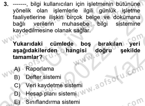 Lojistik Maliyetleri Ve Raporlama Dersi 2022 - 2023 Yılı Yaz Okulu Sınav Soruları 3. Soru