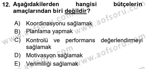 Lojistik Maliyetleri Ve Raporlama Dersi Ara Sınavı Deneme Sınav Soruları 12. Soru