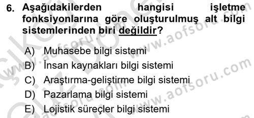 Lojistik Maliyetleri Ve Raporlama Dersi Ara Sınavı Deneme Sınav Soruları 6. Soru