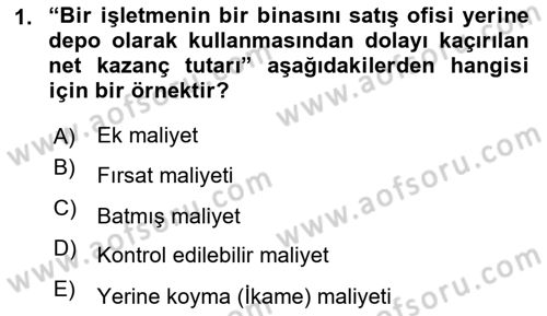 Lojistik Maliyetleri Ve Raporlama Dersi 2023 - 2024 Yılı (Final) Dönem Sonu Sınav Soruları 1. Soru