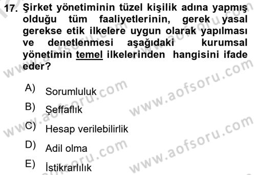 Lojistik Maliyetleri Ve Raporlama Dersi 2023 - 2024 Yılı (Final) Dönem Sonu Sınav Soruları 17. Soru