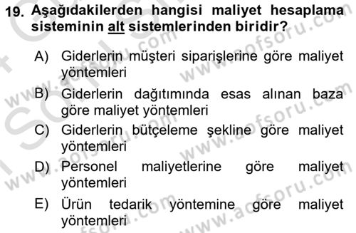 Lojistik Maliyetleri Ve Raporlama Dersi 2023 - 2024 Yılı (Final) Dönem Sonu Sınav Soruları 19. Soru