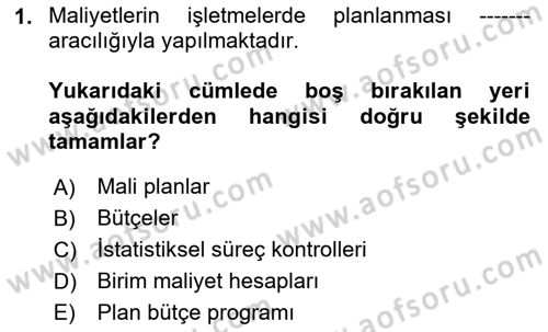 Lojistik Maliyetleri Ve Raporlama Dersi 2023 - 2024 Yılı Yaz Okulu Sınav Soruları 1. Soru