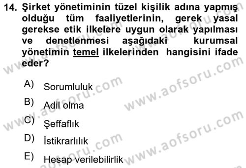 Lojistik Maliyetleri Ve Raporlama Dersi 2023 - 2024 Yılı Yaz Okulu Sınav Soruları 14. Soru