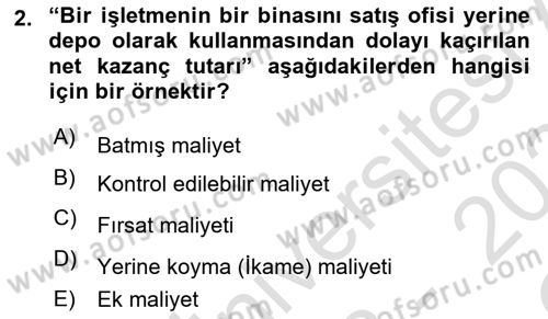 Lojistik Maliyetleri Ve Raporlama Dersi 2023 - 2024 Yılı Yaz Okulu Sınav Soruları 2. Soru
