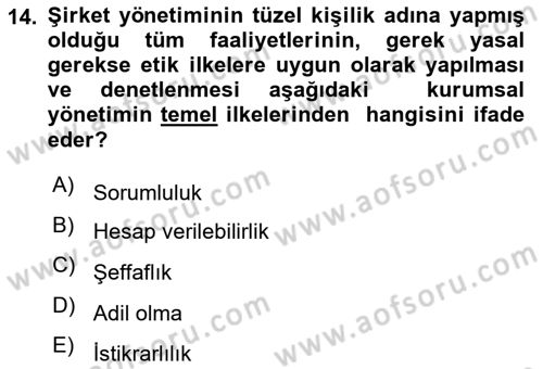 Lojistik Maliyetleri Ve Raporlama Dersi 2024 - 2025 Yılı (Final) Dönem Sonu Sınav Soruları 14. Soru