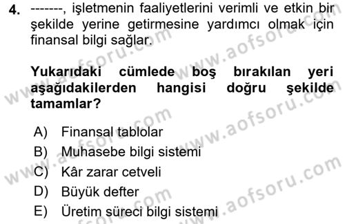 Lojistik Maliyetleri Ve Raporlama Dersi 2024 - 2025 Yılı (Final) Dönem Sonu Sınav Soruları 4. Soru