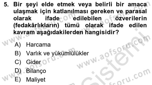 Lojistik Maliyetleri Ve Raporlama Dersi 2024 - 2025 Yılı (Final) Dönem Sonu Sınav Soruları 5. Soru