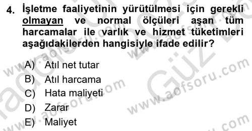 Lojistik Maliyetleri Ve Raporlama Dersi 2025 - 2026 Yılı (Vize) Ara Sınav Soruları 4. Soru