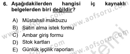 Lojistik Maliyetleri Ve Raporlama Dersi 2025 - 2026 Yılı (Vize) Ara Sınav Soruları 6. Soru