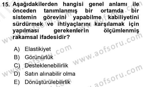 Entegre Lojistik Destek Dersi 2018 - 2019 Yılı (Vize) Ara Sınav Soruları 15. Soru