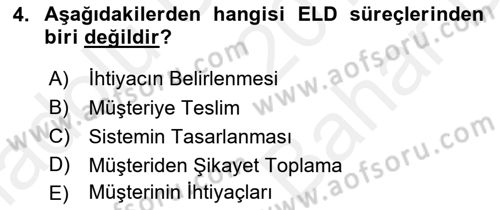 Entegre Lojistik Destek Dersi 2018 - 2019 Yılı (Vize) Ara Sınav Soruları 4. Soru