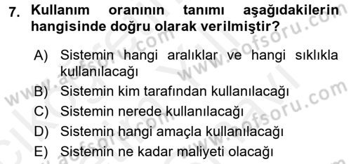 Entegre Lojistik Destek Dersi 2018 - 2019 Yılı (Vize) Ara Sınav Soruları 7. Soru