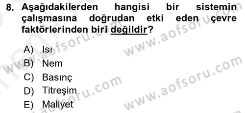 Entegre Lojistik Destek Dersi 2018 - 2019 Yılı (Vize) Ara Sınav Soruları 8. Soru