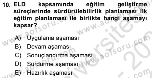 Entegre Lojistik Destek Dersi 2020 - 2021 Yılı Yaz Okulu Sınav Soruları 10. Soru