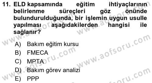 Entegre Lojistik Destek Dersi 2020 - 2021 Yılı Yaz Okulu Sınav Soruları 11. Soru