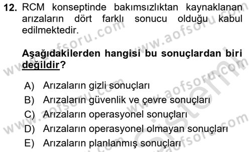 Entegre Lojistik Destek Dersi 2020 - 2021 Yılı Yaz Okulu Sınav Soruları 12. Soru