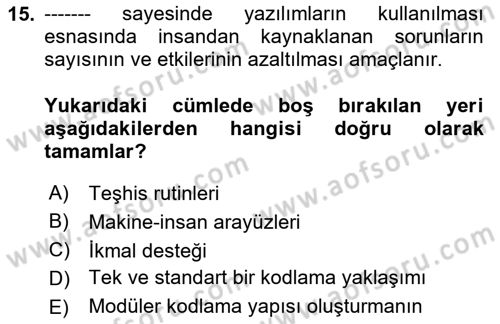 Entegre Lojistik Destek Dersi 2020 - 2021 Yılı Yaz Okulu Sınav Soruları 15. Soru