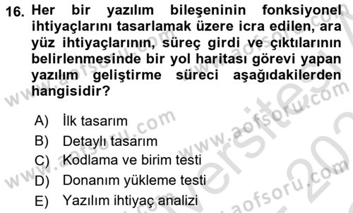 Entegre Lojistik Destek Dersi 2020 - 2021 Yılı Yaz Okulu Sınav Soruları 16. Soru