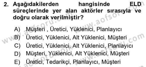 Entegre Lojistik Destek Dersi 2020 - 2021 Yılı Yaz Okulu Sınav Soruları 2. Soru