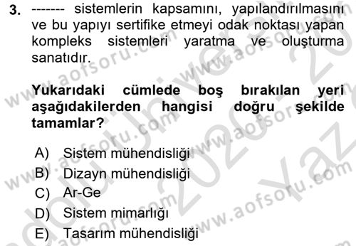 Entegre Lojistik Destek Dersi 2020 - 2021 Yılı Yaz Okulu Sınav Soruları 3. Soru