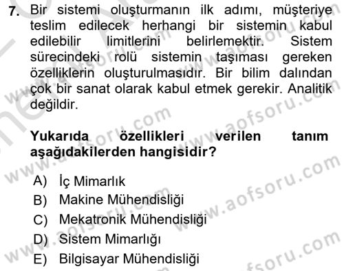 Entegre Lojistik Destek Dersi 2021 - 2022 Yılı (Vize) Ara Sınav Soruları 7. Soru