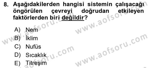 Entegre Lojistik Destek Dersi 2021 - 2022 Yılı (Vize) Ara Sınav Soruları 8. Soru