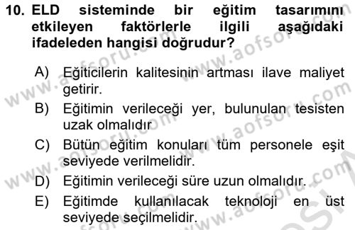 Entegre Lojistik Destek Dersi 2021 - 2022 Yılı (Final) Dönem Sonu Sınav Soruları 10. Soru