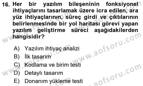 Entegre Lojistik Destek Dersi 2021 - 2022 Yılı (Final) Dönem Sonu Sınav Soruları 16. Soru