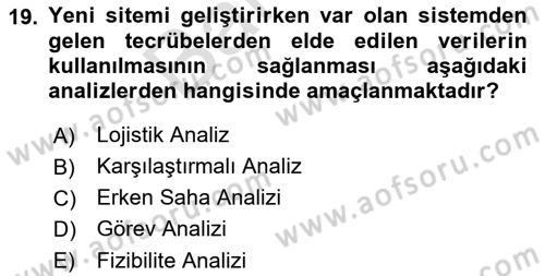 Entegre Lojistik Destek Dersi 2021 - 2022 Yılı (Final) Dönem Sonu Sınav Soruları 19. Soru