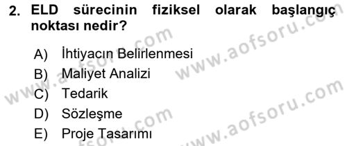 Entegre Lojistik Destek Dersi 2021 - 2022 Yılı (Final) Dönem Sonu Sınav Soruları 2. Soru