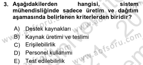 Entegre Lojistik Destek Dersi 2021 - 2022 Yılı (Final) Dönem Sonu Sınav Soruları 3. Soru