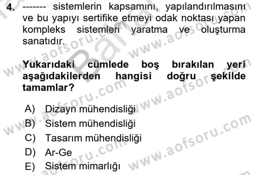 Entegre Lojistik Destek Dersi 2021 - 2022 Yılı (Final) Dönem Sonu Sınav Soruları 4. Soru