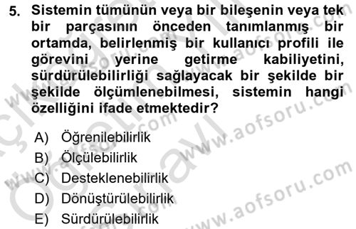 Entegre Lojistik Destek Dersi 2021 - 2022 Yılı Yaz Okulu Sınav Soruları 5. Soru