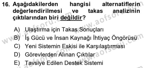 Entegre Lojistik Destek Dersi 2022 - 2023 Yılı Yaz Okulu Sınav Soruları 16. Soru