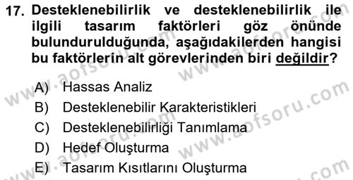 Entegre Lojistik Destek Dersi 2022 - 2023 Yılı Yaz Okulu Sınav Soruları 17. Soru