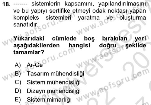 Entegre Lojistik Destek Dersi 2022 - 2023 Yılı Yaz Okulu Sınav Soruları 18. Soru